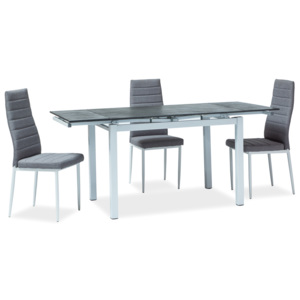 Set masa din sticla Turin Black / White + 4 scaune tapitate H-265 Grey