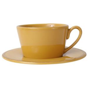 Ceașcă și farfurie din ceramică Côté Table Const, 375 ml, galben