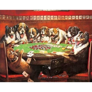 DRUKEN DOGS PLAYING CARDS Placă metalică, (41 x 32 cm)