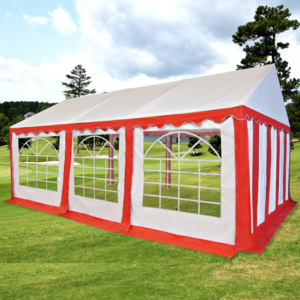 Pavilion grădină PVC 3 x 6 m Roșu și Alb