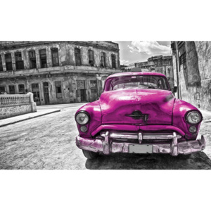 Tablou canvas: Mașină americană de epocă (roz) - 75x100 cm