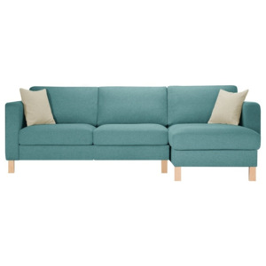 Canapea cu șezlong pe partea dreaptă și 2 perne crem Stella Cadente Maison Canoa, albastru