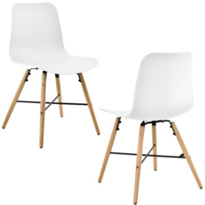 [en.casa]® Set design 2 scaune - 80 x 44,5cm - forma sezut scoica, alb