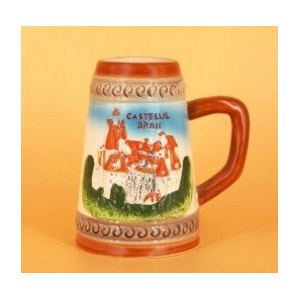 Halba ceramica cu tematica turistica - Castelul Bran. Se vinde la set de 6 bucati