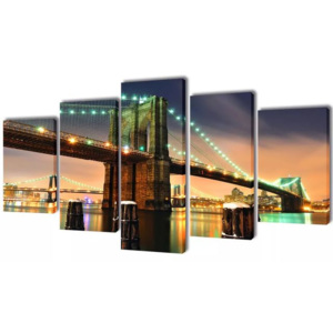 Set tablouri din pânză cu imprimeu Podul Brooklyn, 100 x 50 cm