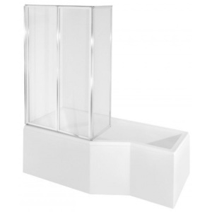 Cada asimetrica Besco Integra 170x75 cm cu paravan sticla 3 elemente