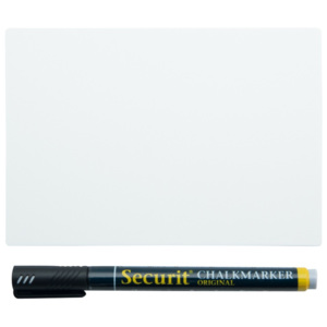 Set tablă din plastic și marker cretă Securit® Chalkboard White Tags A6