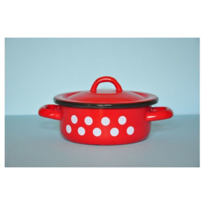 Cratita emailata+capac 4,5l rosie