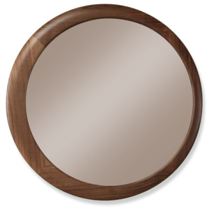 Oglindă cu ramă din lemn de nuc Wewood - Portuguese Joinery Luna, Ø 90 cm