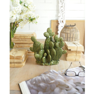 Decorațiune din ceramică Orchidea Milano Cactus, înălțime 27 cm, verde