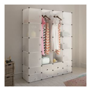 Dulap modular cu 18 compartimente, alb, 37 x 150 x 190 cm