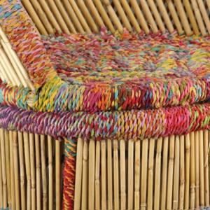 Scaun Bambus cu detalii Chindi Multicolor