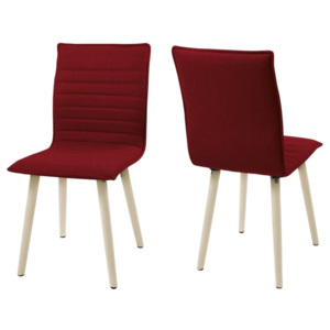 Set 2 scaune din lemn tapitate Karla Red/Light Oak