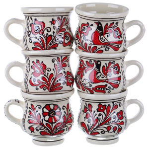 Set cani vin / ceai / bere ceramica rosie de Corund 400 ml
