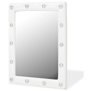 Oglindă de perete, piele artificială, 40x50 cm, alb lucios