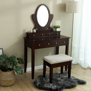 SEM212 - Set Masa maro toaleta cosmetica machiaj oglinda masuta vanity, scaunel, taburet tapitat