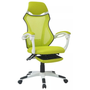 Scaun birou rabatabil cu suport picioare, textil, alb și verde
