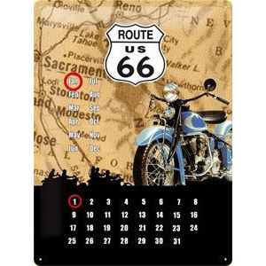 Placă metalică: Route 66 (calendar) - 40x30 cm