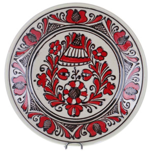 Farfurie traditionala ceramica rosie de Corund 19 cm