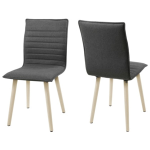 Set 2 scaune din lemn tapitate Karla Light Grey/Light Oak