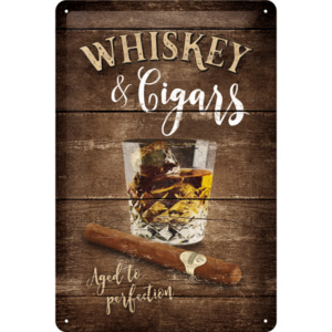 Placă metalică - Whiskey & Cigars