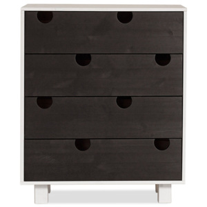Cabinet din lemn de pin, cu 4 sertare "House" White / Black, l75xA40xH90 cm