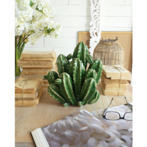 Decorațiune din ceramică Orchidea Milano Cactus, înălțime 28 cm, verde
