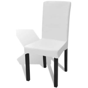 Husă elastică pentru scaun drept, 6 buc, alb