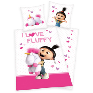 Lenjerie de pat, din bumbac, Mimoni Agnes - I love Fluffy, 140 x 200 cm, 70 x 90 cm