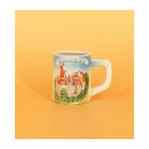 Cana ceramica cu tematica turistica - Castelul Bran. Se vinde la set de 6 bucati