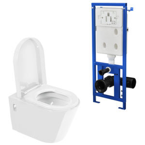 [neu.haus]® WC ceramica modern de perete - vas WC (alb) cu rezervor apa