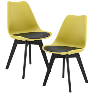 [en.casa]® Set scaun designt - 83 x 48cm - 2 bucati (galben mustar si negru)