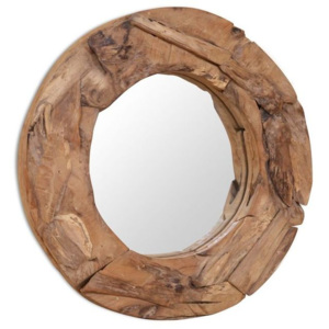 Oglindă decorativă Lemn de tec 60 cm Rotundă