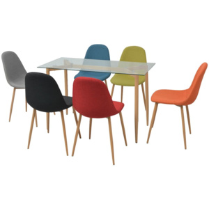 Set de masă cu scaune, 7 piese, multicolor