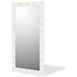 Oglindă de perete, piele artificială, 60x120 cm, alb lucios