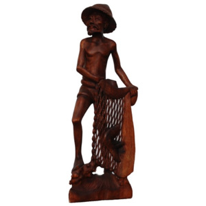 Statueta de lemn Pescar 60 cm