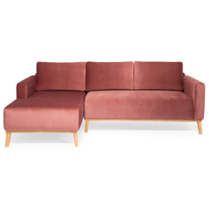 Canapea cu 3 locuri, pe partea stângă Vivonita Milton Trend, roz pudră