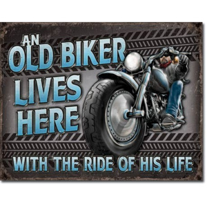 Old Biker - Ride Placă metalică, (30 x 42 cm)