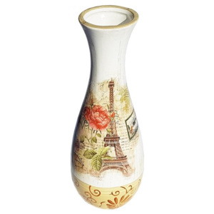 Vaza de flori ceramica Paris vintage, 20 cm
