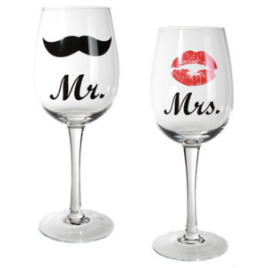 Pahare de Vin Mr şi Mrs