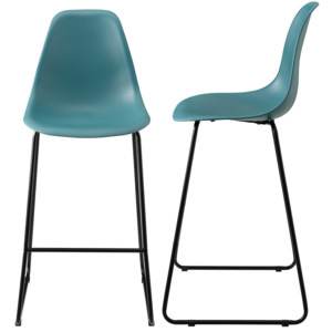 [en.casa]® Set 2 bucati scaune de bar design- 110x46,5cm - turcoaz