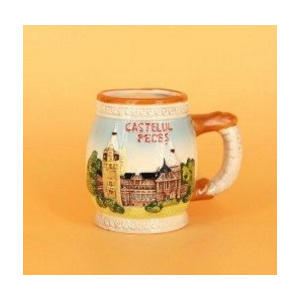 Halba ceramica cu tematica turistica - Castelul Peles. Se vinde la set de 6 bucati