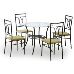 MERTON set: masă + 4 scaune, negru / cappuccino