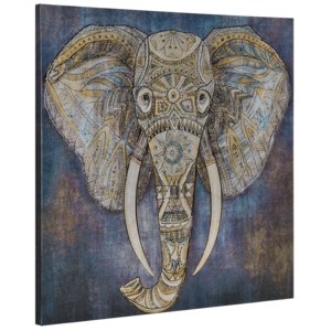 [art.work] Fotografie de perete decorativa - elefant Model 5 - imprimat panza in, cu rama ascunsa - 80x80x3,8cm