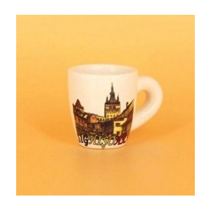 Cana ceramica cu tematica turistica - Sighisoara. Se vinde la set de 12 bucati