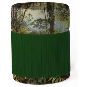 Puf cu motive tropice și husă din catifea Velvet Atelier, Ø 36 cm