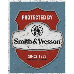 S&W - protected by Placă metalică, (32 x 41 cm)