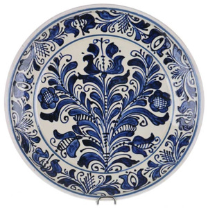 Farfurie traditionala ceramica albastra de Corund 24 cm Model 2