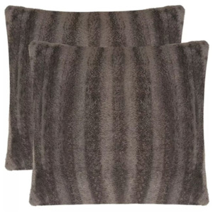 Huse de pernă din blană artificială, 80 x 80 cm, gri, 2 buc