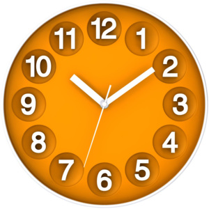 Ceas de perete: Cercuri numerice (portocaliu) - 30 cm